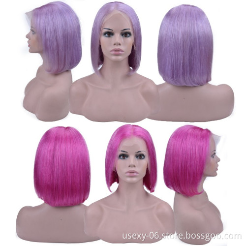 Best Selling 2019 Raw Virgin Indian Cuticle Aligned Coloured Cheap Human Hair Lace Front  Bob Wig